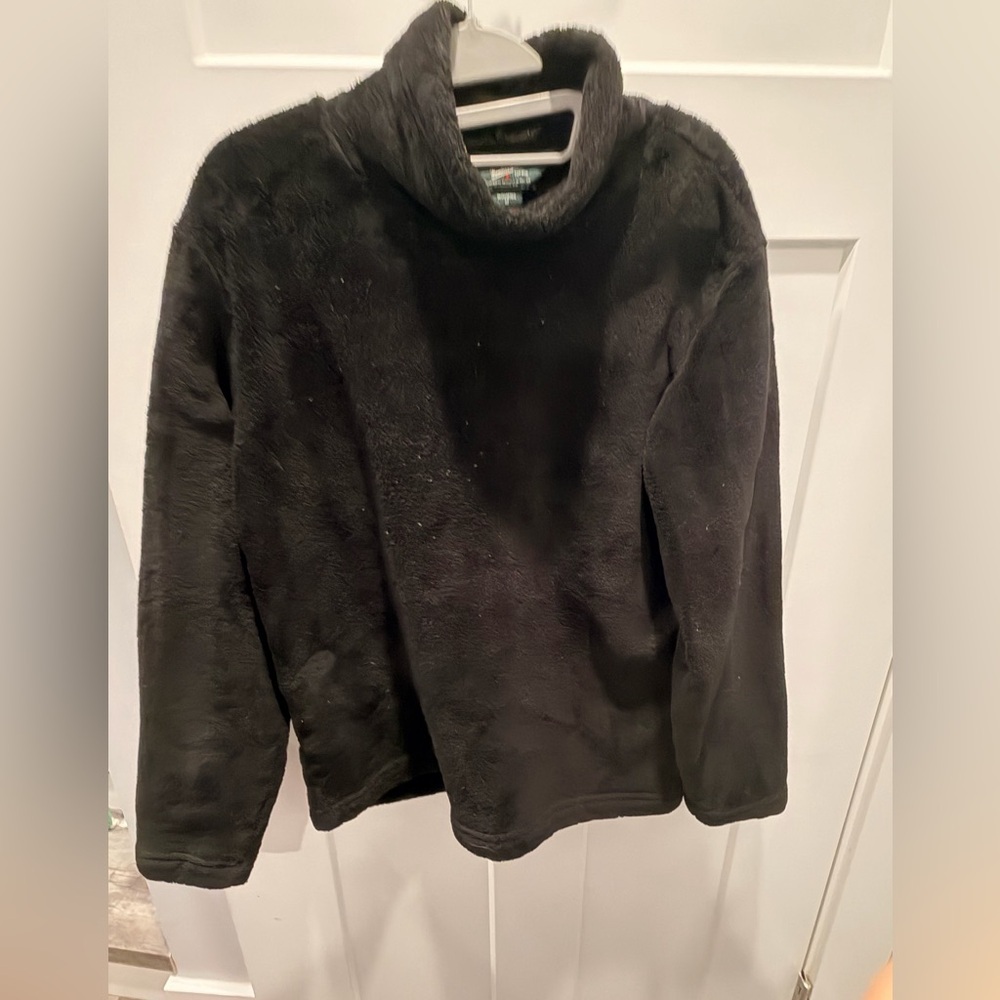 Woolrich Black Plush Fleece Cowl Neck Pullover Womens M